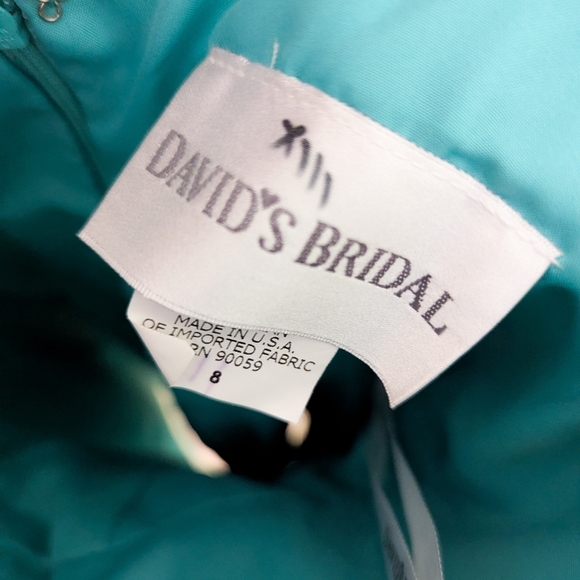 David's Bridal Teal Sweetheart Dress - Picture 2 of 4